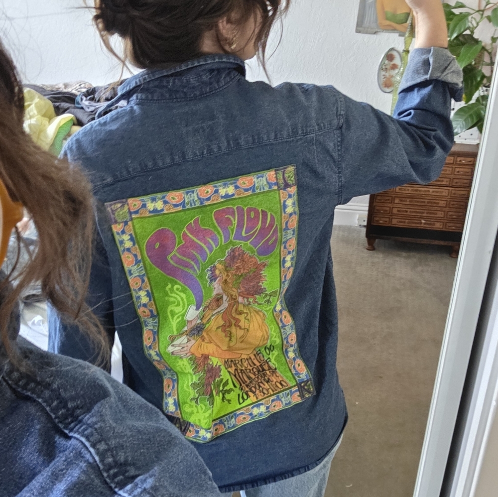 Denim Jacket with Pink Floyd Graphic
